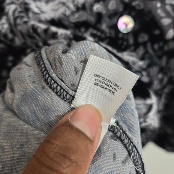 J Jill Womens Whimsigoth Silk Blend Velvet Oversized Semi-sheer Button Up Top L - Picture 10 of 12